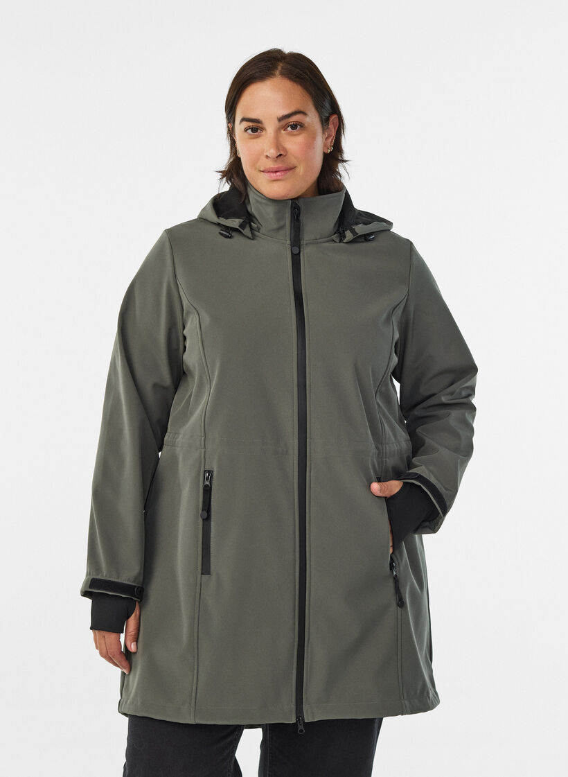 Softshell-takki irrotettavalla hupulla, Harmaa, Model image number 0