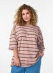 Ylisuuri T-paita raidoilla ja 1/2-hihoilla, Beige, Model image number 0