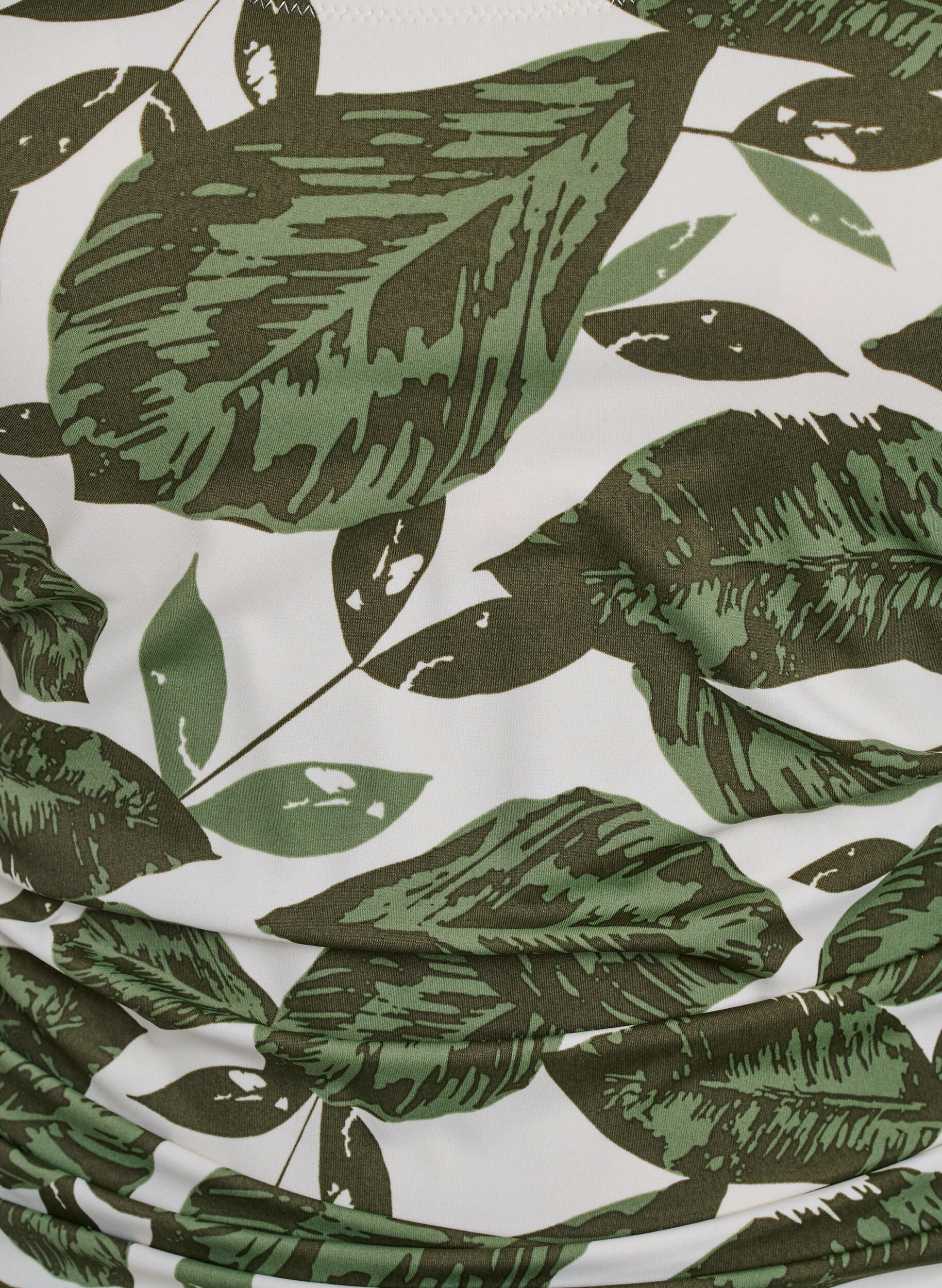 Zizzi Uimapuku palmukuvioinnilla ja rypytyksill&auml;, Vihre&auml;, Packshot image number 2