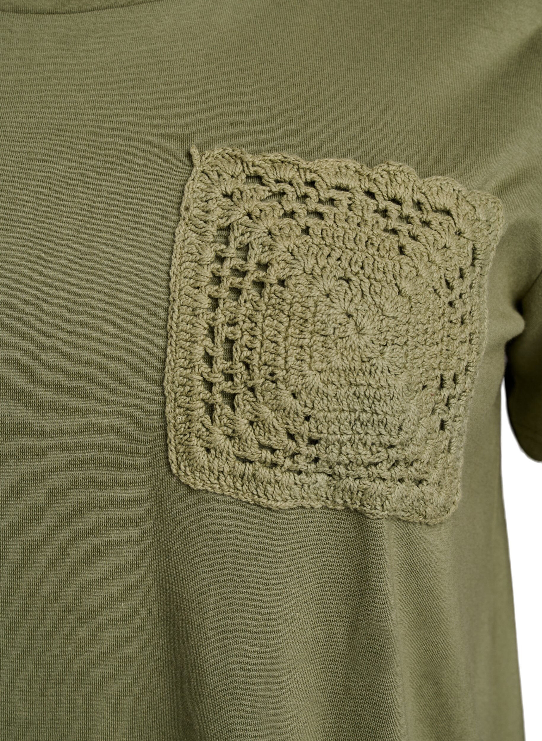 Zizzi T-paita luomupuuvillasta rintataskulla, Vihre&auml;, Packshot image number 2