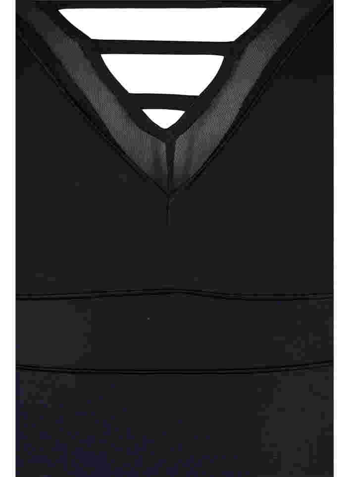 Uimapuku v-pääntiellä ja mesh-kankaalla, Black, Packshot image number 2