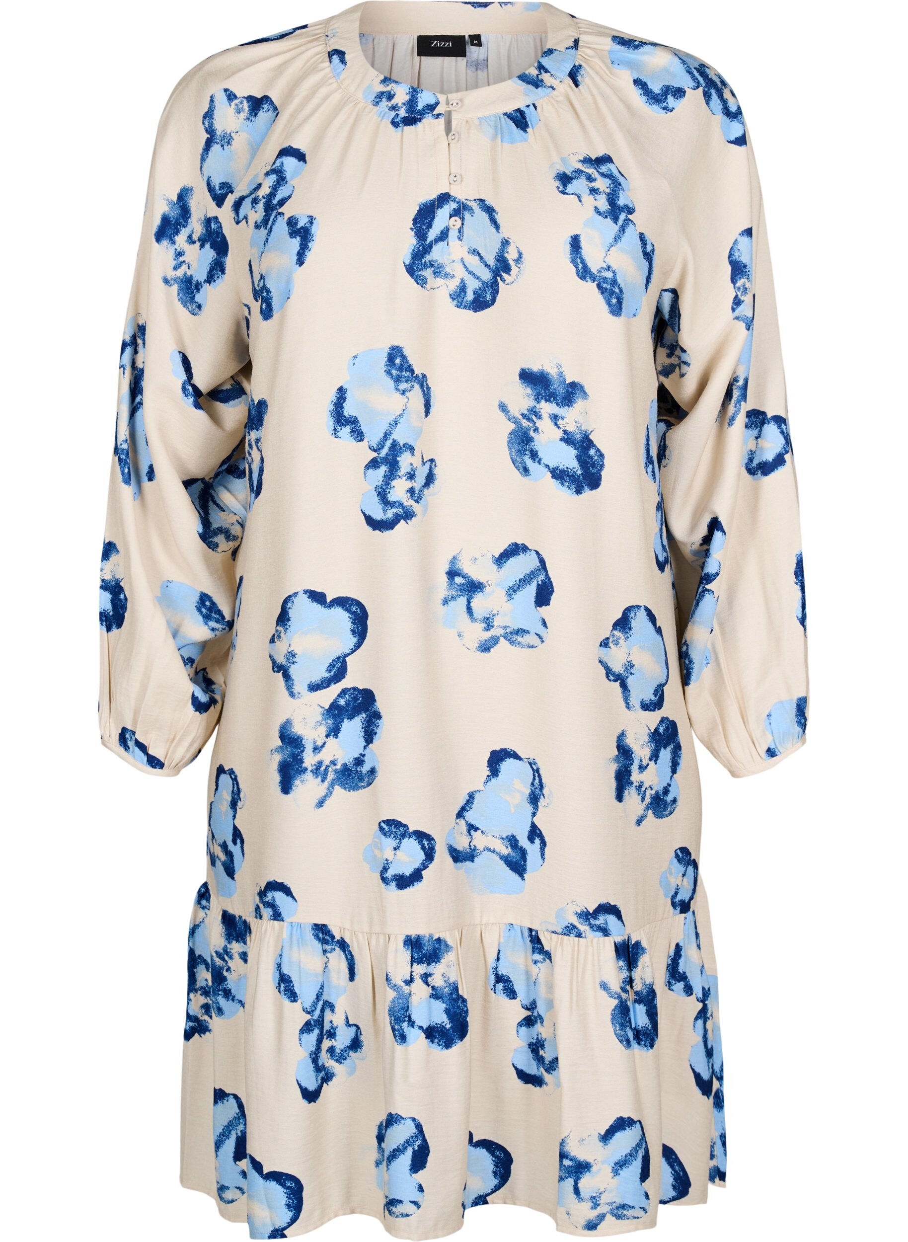 Zizzi Polvipituinen mekko pitkille hihoilla ja A-linjaisella leikkauksella, Valkoinen, Packshot image number 0