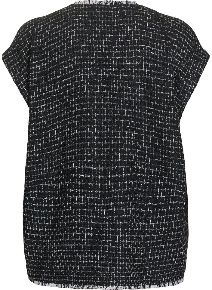 Ruudullinen liivi koristeellisilla napeilla, Musta, Packshot image number 1