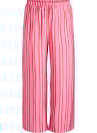 Raidalliset housut korkealla vy&ouml;t&auml;r&ouml;ll&auml; ja leveill&auml; lahkeilla, Vaaleanpunainen