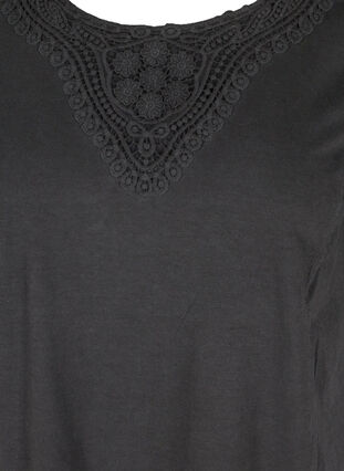 Lyhythihainen mekko pitsillä, Black Washed , Packshot image number 2