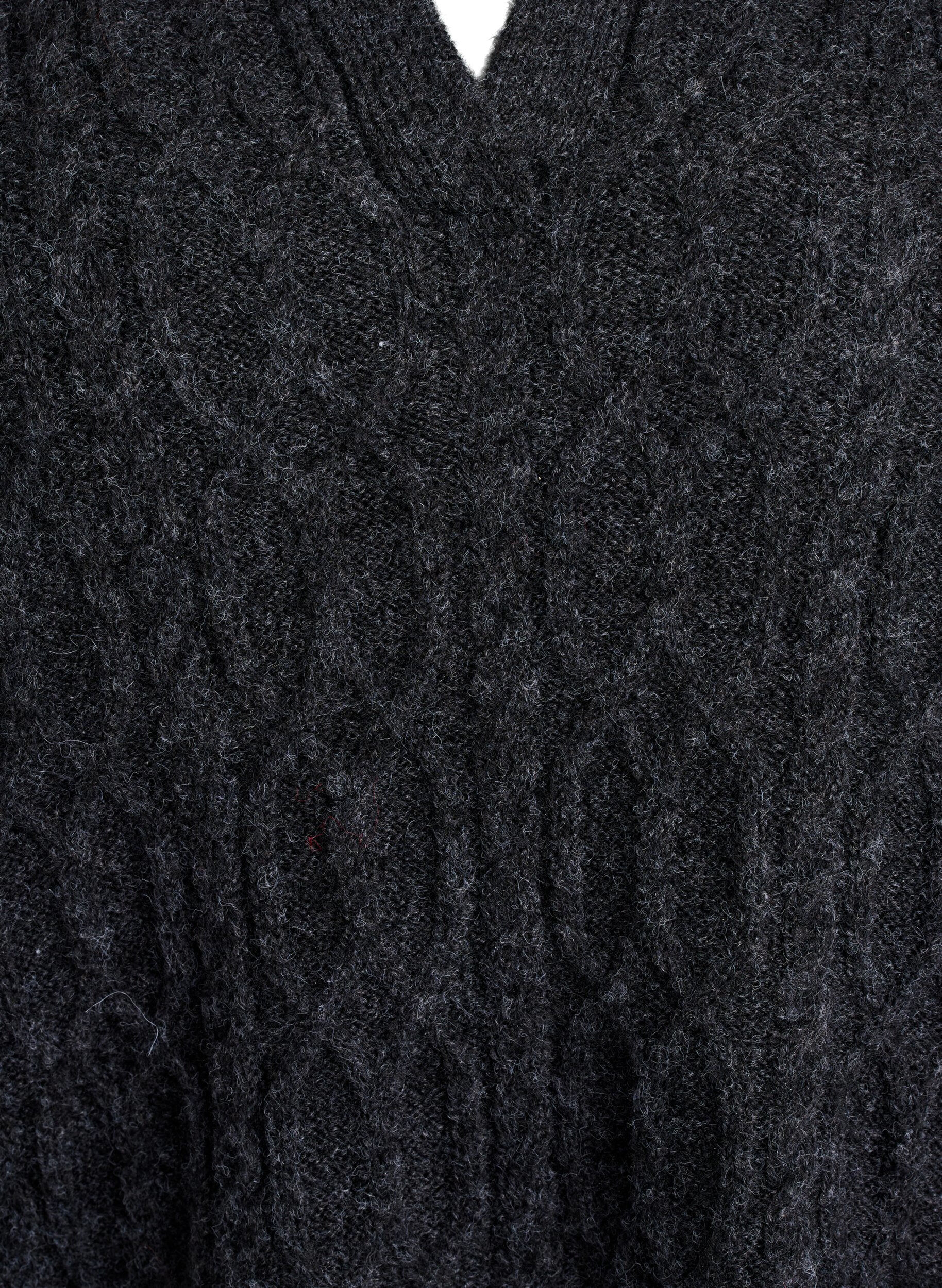 Zizzi Kaapelipalmikkoneulepaita poolokauluksella, Harmaa, Packshot image number 2