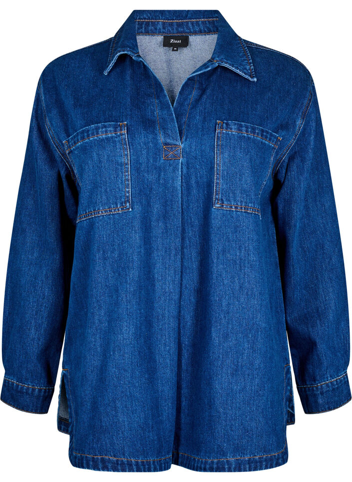 Denimpaita kauluksella, Unwashed, Packshot image number 0