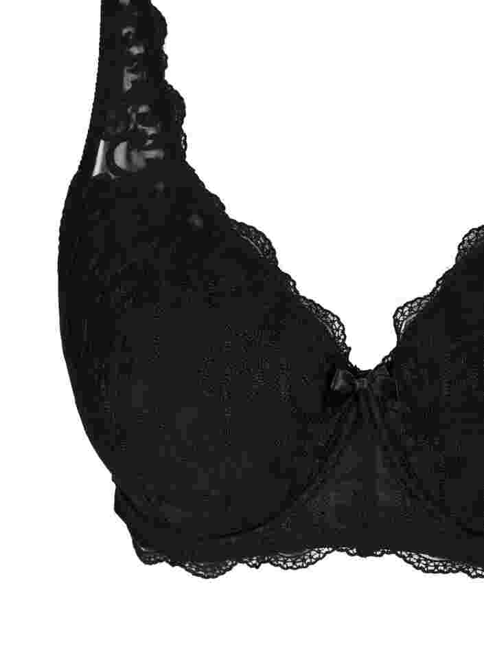 Topatut kaarituelliset rintaliivit pitsillä, Black, Packshot image number 2