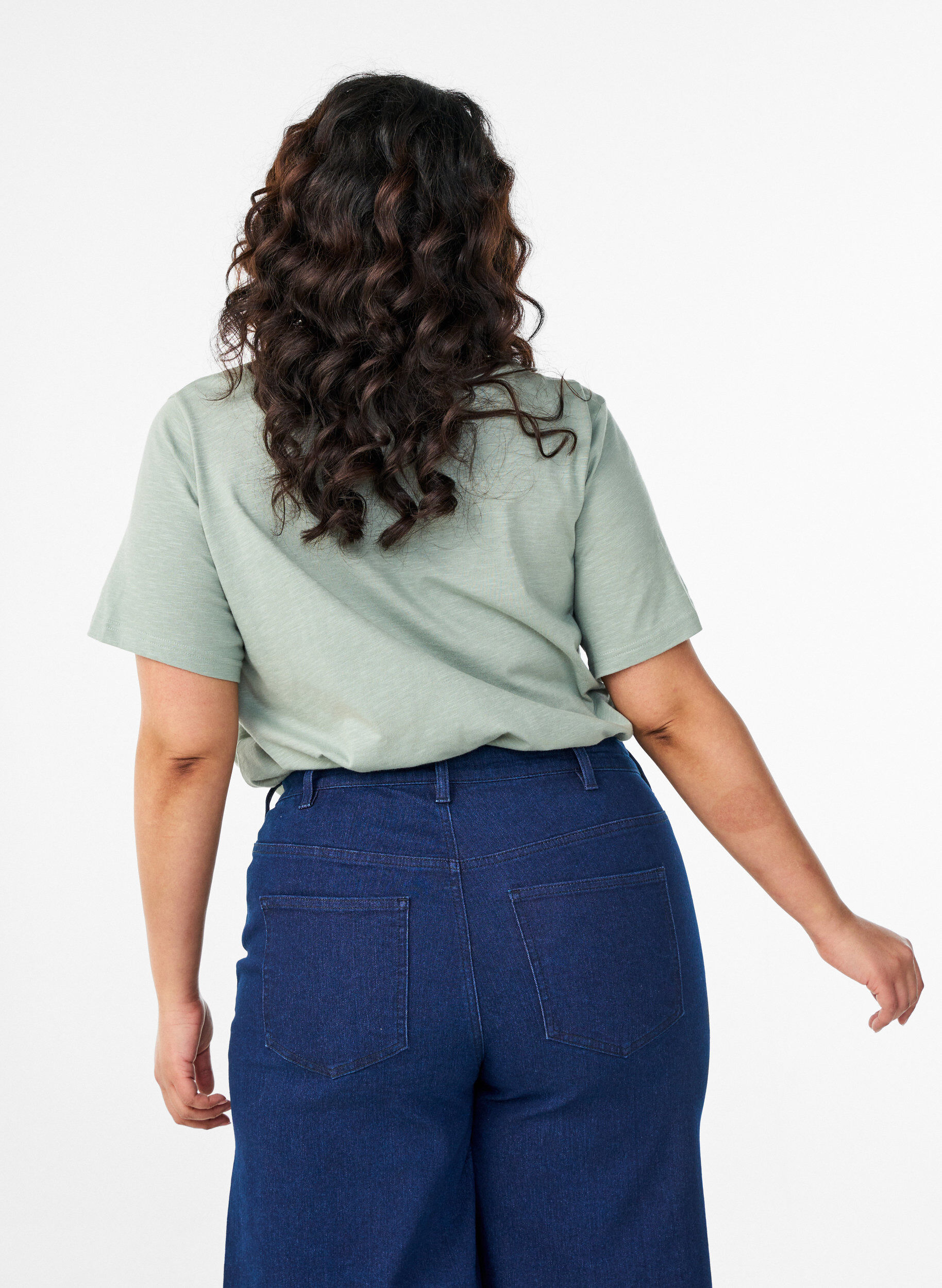 Zizzi T-paita nappiyksityiskohdilla, Vihre&auml;, Model image number 2