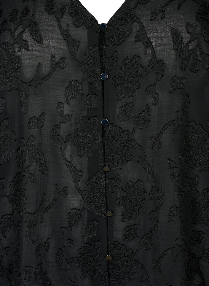 Pitkähihainen paita jacquard-kankaalla, Black, Packshot image number 2