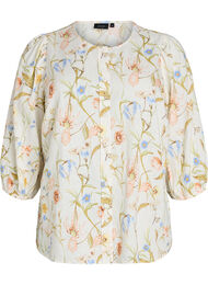 Paitapusero pellava- ja viskoosisekoitteesta 3/4-hihoilla, Vanilja