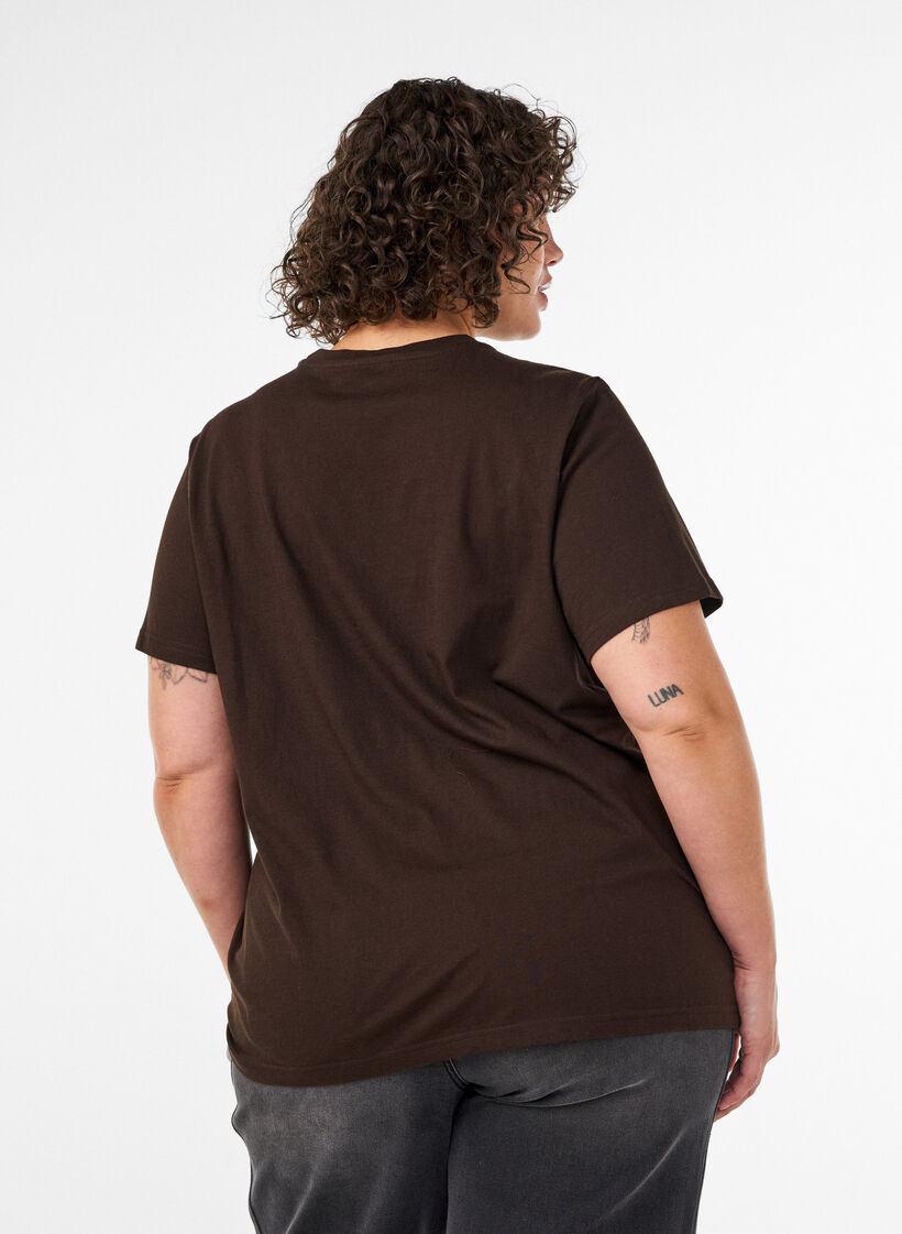 Luomupuuvillainen T-paita etupainatuksella, Ruskea, Model image number 2