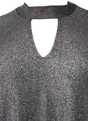 Pitkähihainen glitteripusero, jossa pyöreä kaula-aukko ja V-yksityiskohta, Black Silver, Packshot image number 2