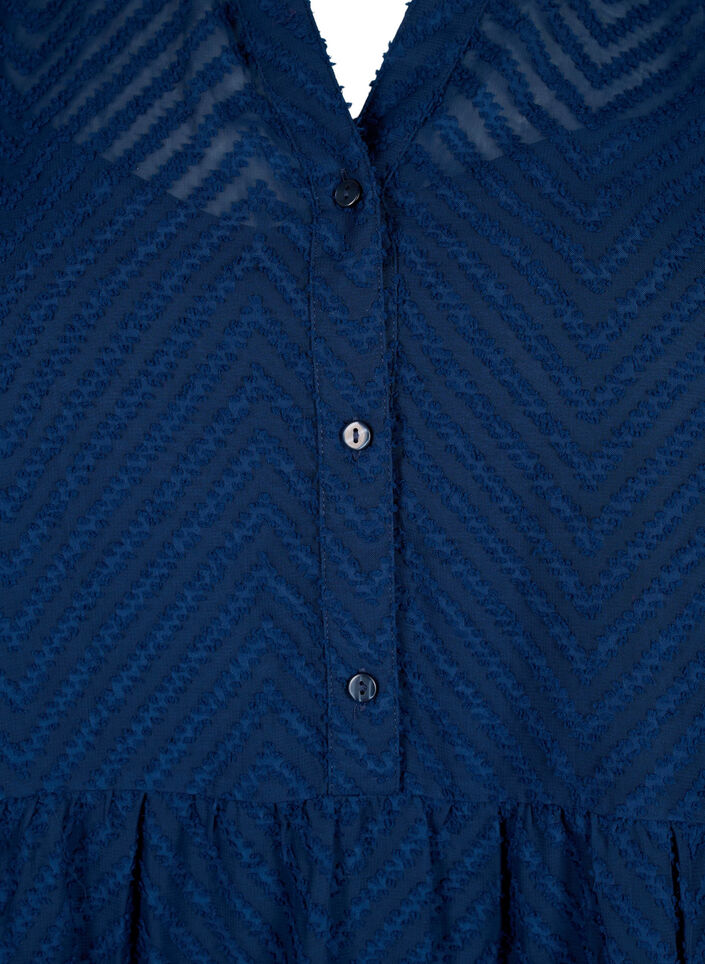 Teksturoitu lyhyt mekko röyhelökauluksella, Navy Blazer, Packshot image number 2