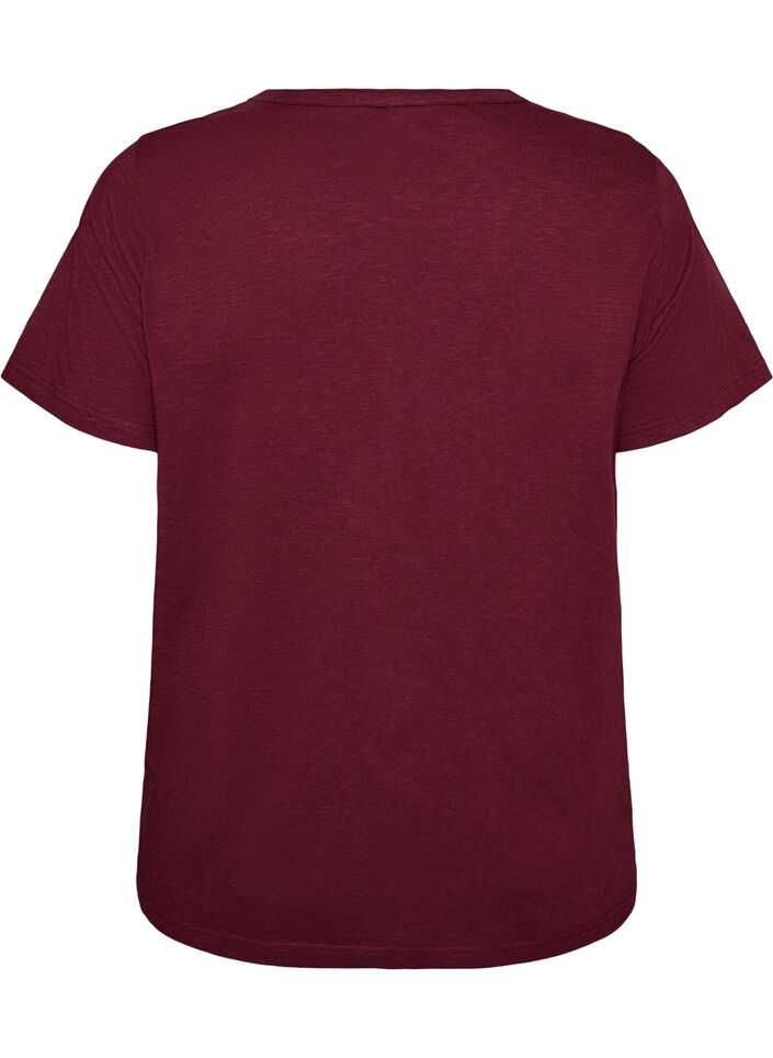 T-paita nappiyksityiskohdalla, Tumma Bordeaux, Packshot image number 1