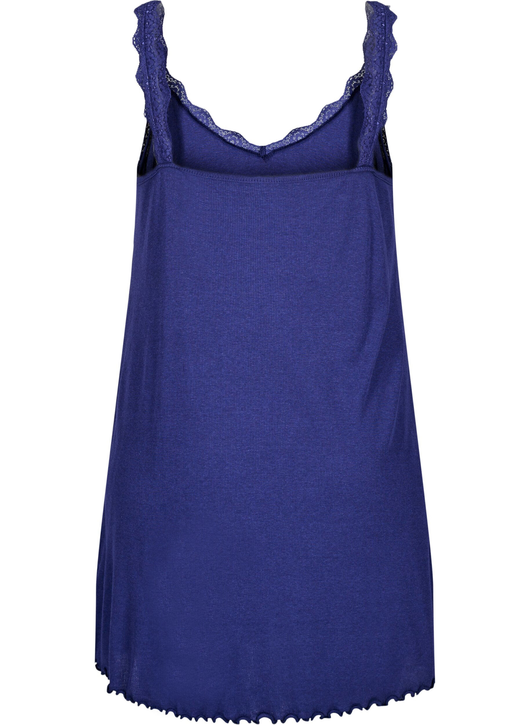 Zizzi Y&ouml;paita pitsisell&auml; helmalla, Sininen, Packshot image number 1