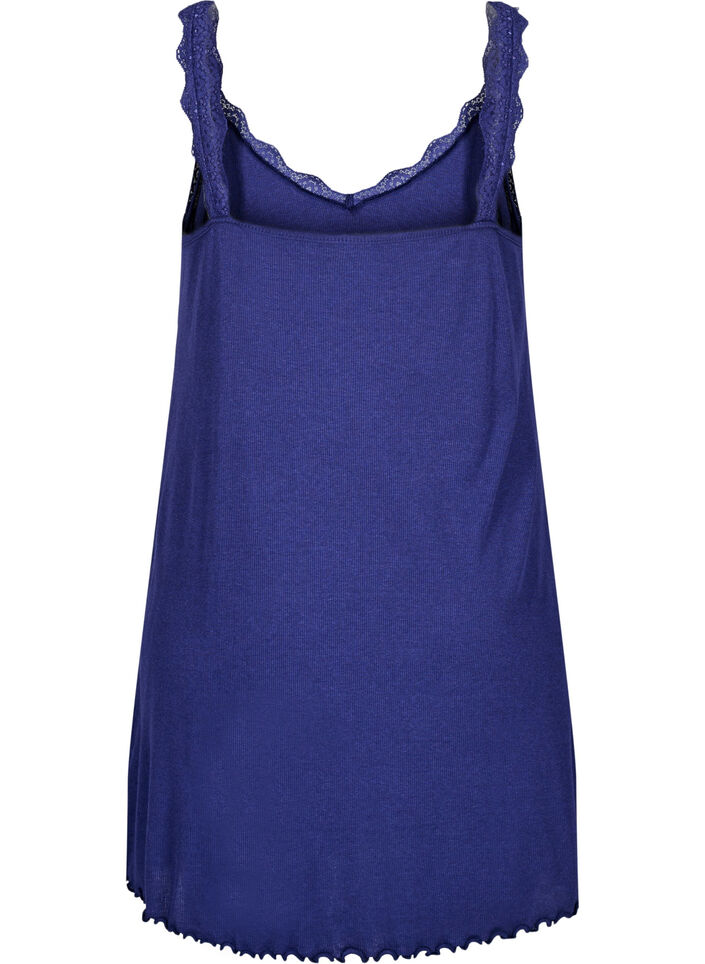 Yöpaita pitsisellä helmalla, Sininen, Packshot image number 1