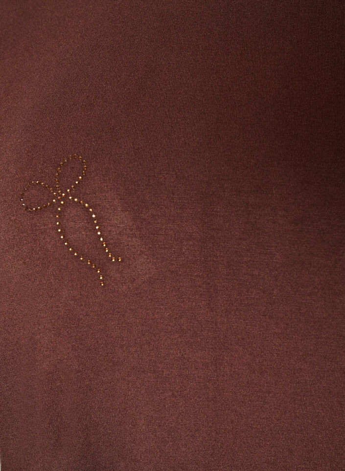 Viskoosinen T-paita strasseilla, Ruskea, Packshot image number 2
