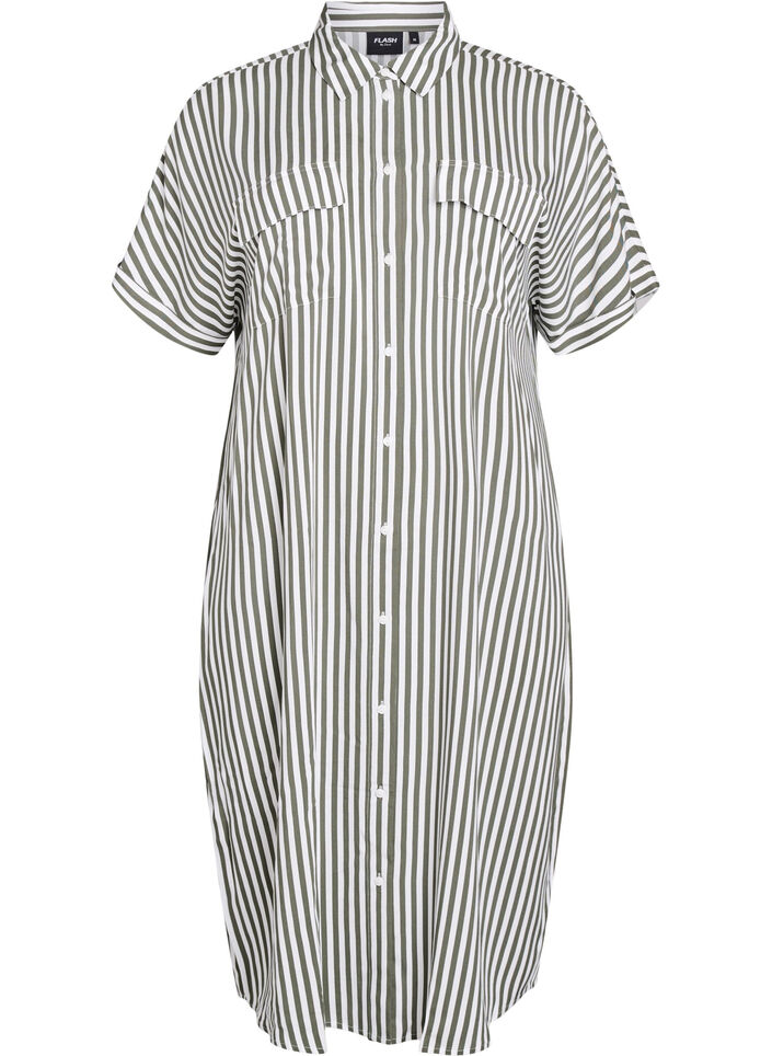 FLASH – Lyhythihainen pitkä paitamekko, Vihreä, Packshot image number 0