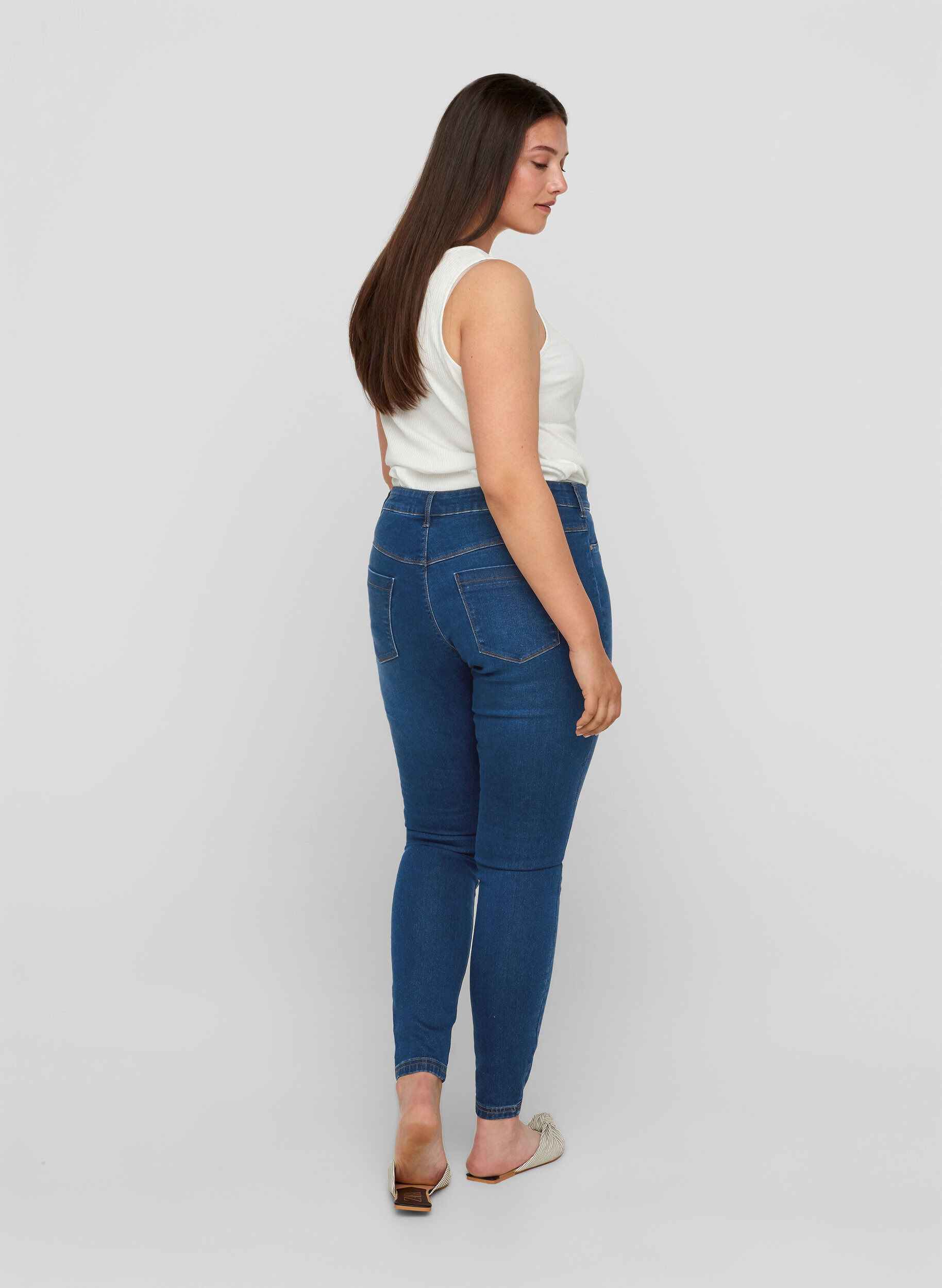 Zizzi Jegginsit puuvillasekoitteesta, Blue denim, Model image number 1