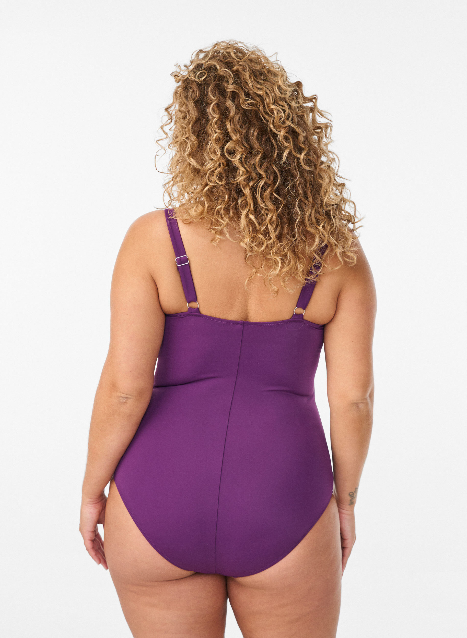 Zizzi Topattu uimapuku drapeerauksella, Violetti, Model image number 1