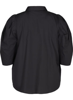 Puuvillainen paita 3/4-pituisilla puhvihihoilla , Black, Packshot image number 1