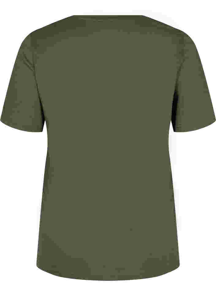 T-paita ekologisesta puuvillasta v-aukolla, Thyme, Packshot image number 1