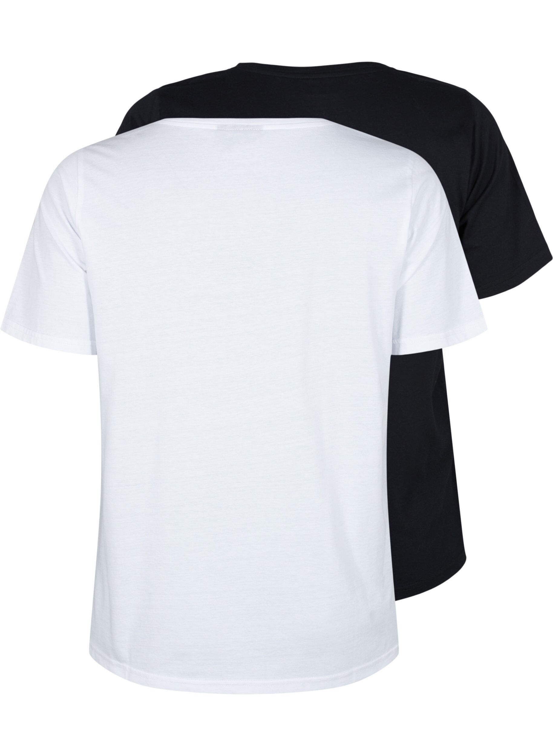 Zizzi FLASH - 2 kpl t-paitoja v--p&auml;&auml;ntiell&auml;, White/Black, Packshot image number 1