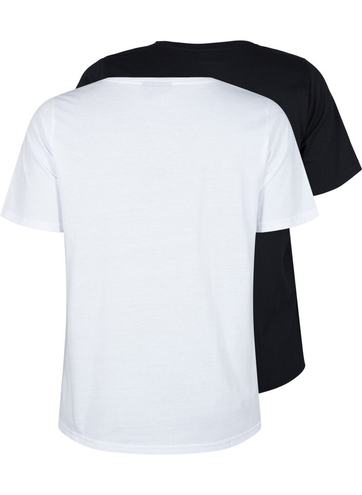 FLASH - 2 kpl t-paitoja v--p&auml;&auml;ntiell&auml;, White/Black, Packshot image number 1