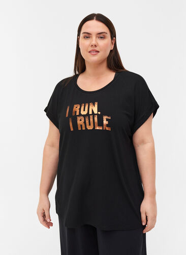 Viskoosisekoitteesta valmistettu t-paita treeniin painatuksella , Black I Run, Model image number 0