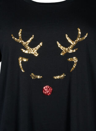 Jouluinen T-paita paljeteilla, Black W. Reindeer, Packshot image number 2