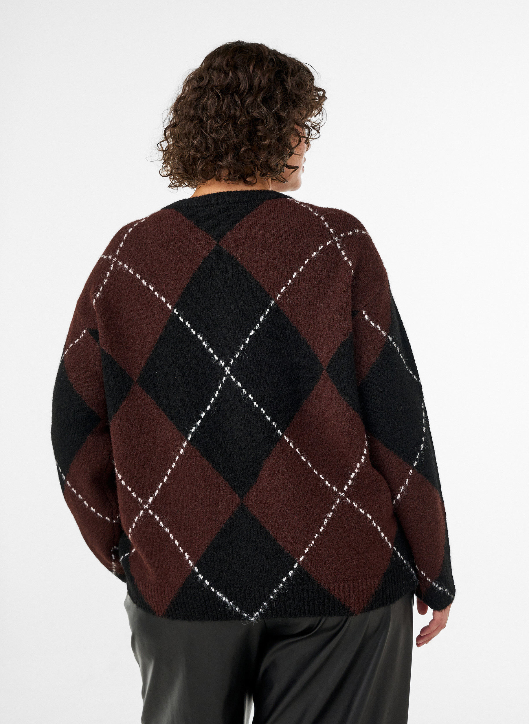 ZizziNeuletakki argyle-kuviolla, Musta, Model image number 2