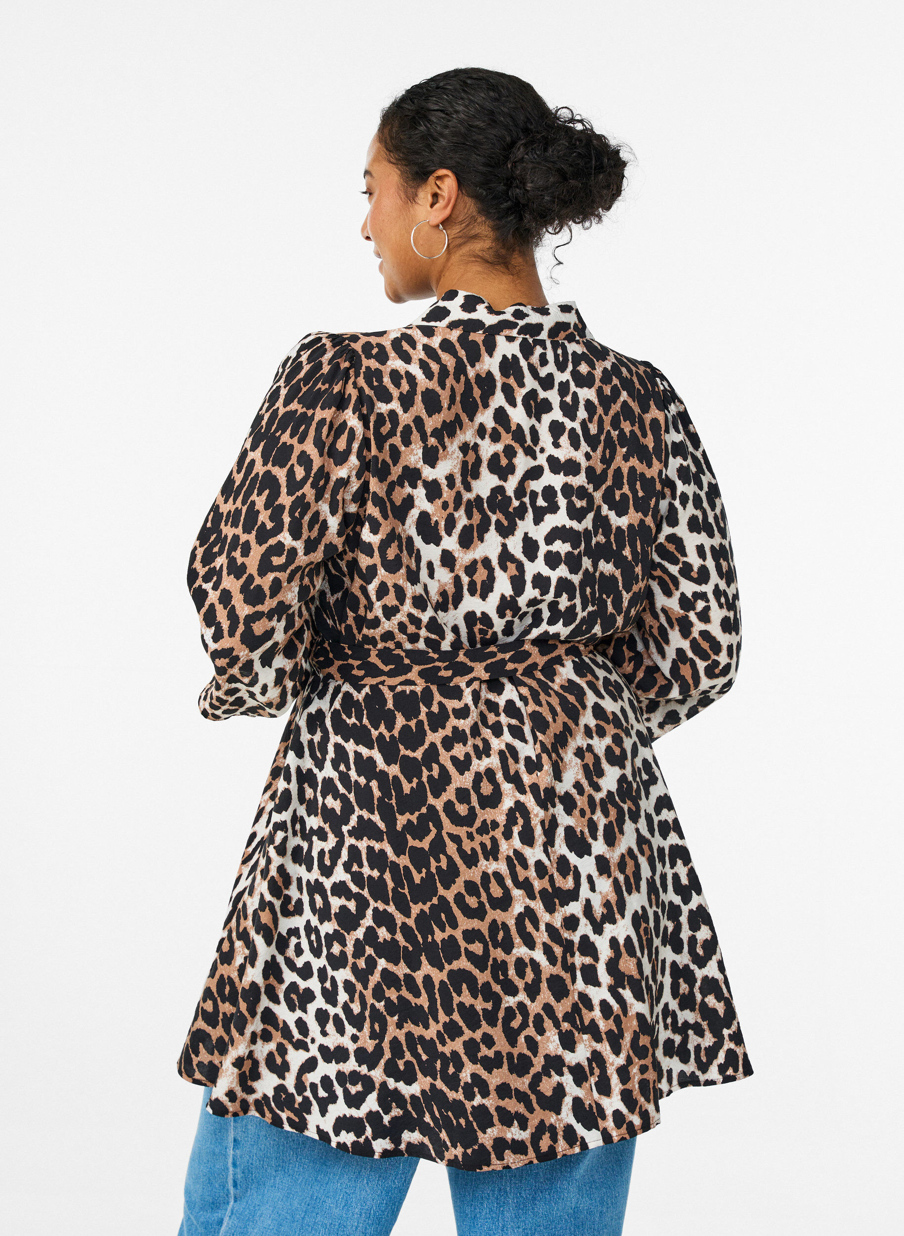 ZizziKuvioitu tunika solmiovy&ouml;ll&auml; ja 3/4-hihoilla, Ruskea, Model image number 2