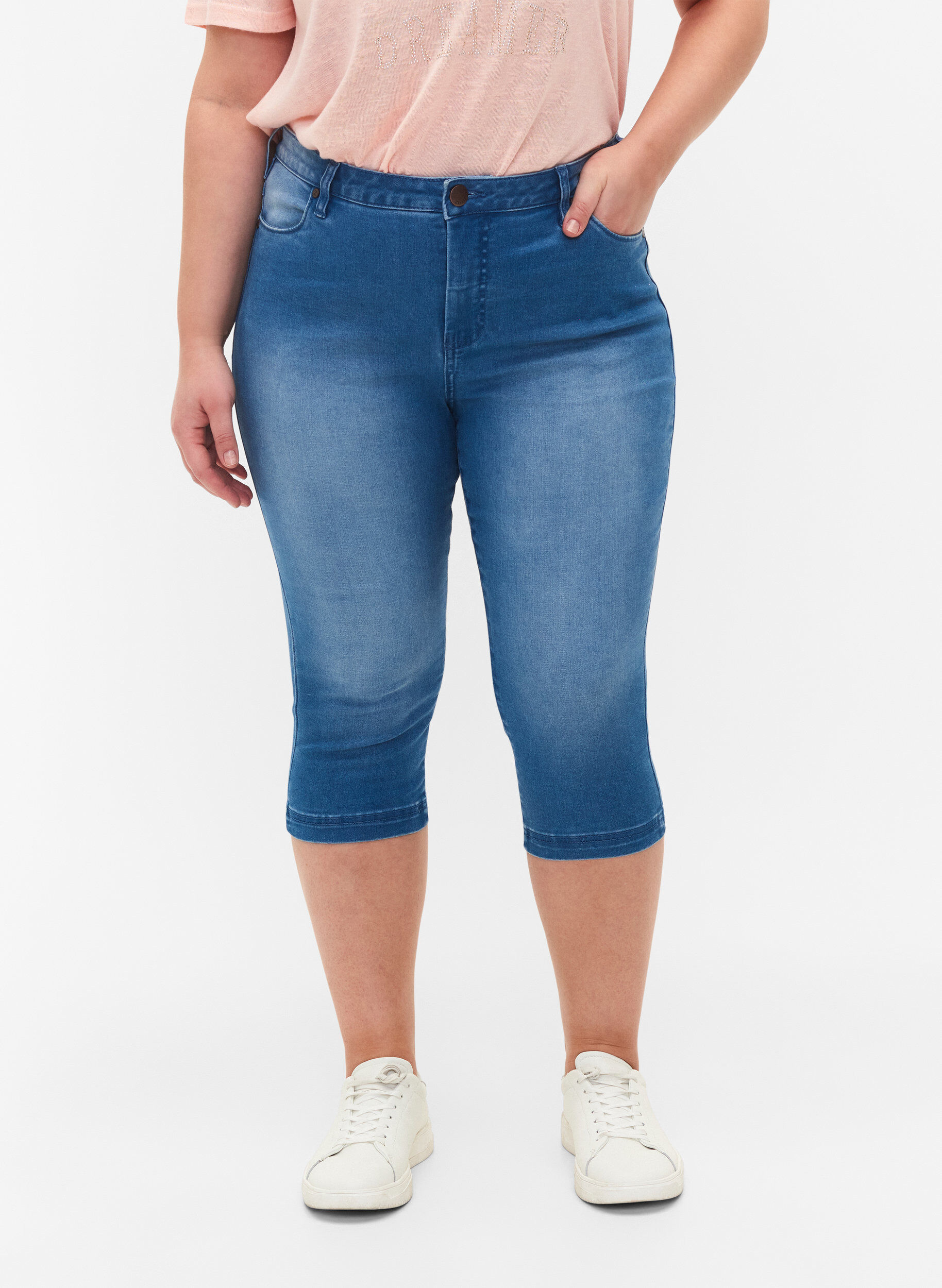 ZizziKorkeavy&ouml;t&auml;r&ouml;iset Amy-farkkucaprit super slim fit, Sininen, Model image number 3