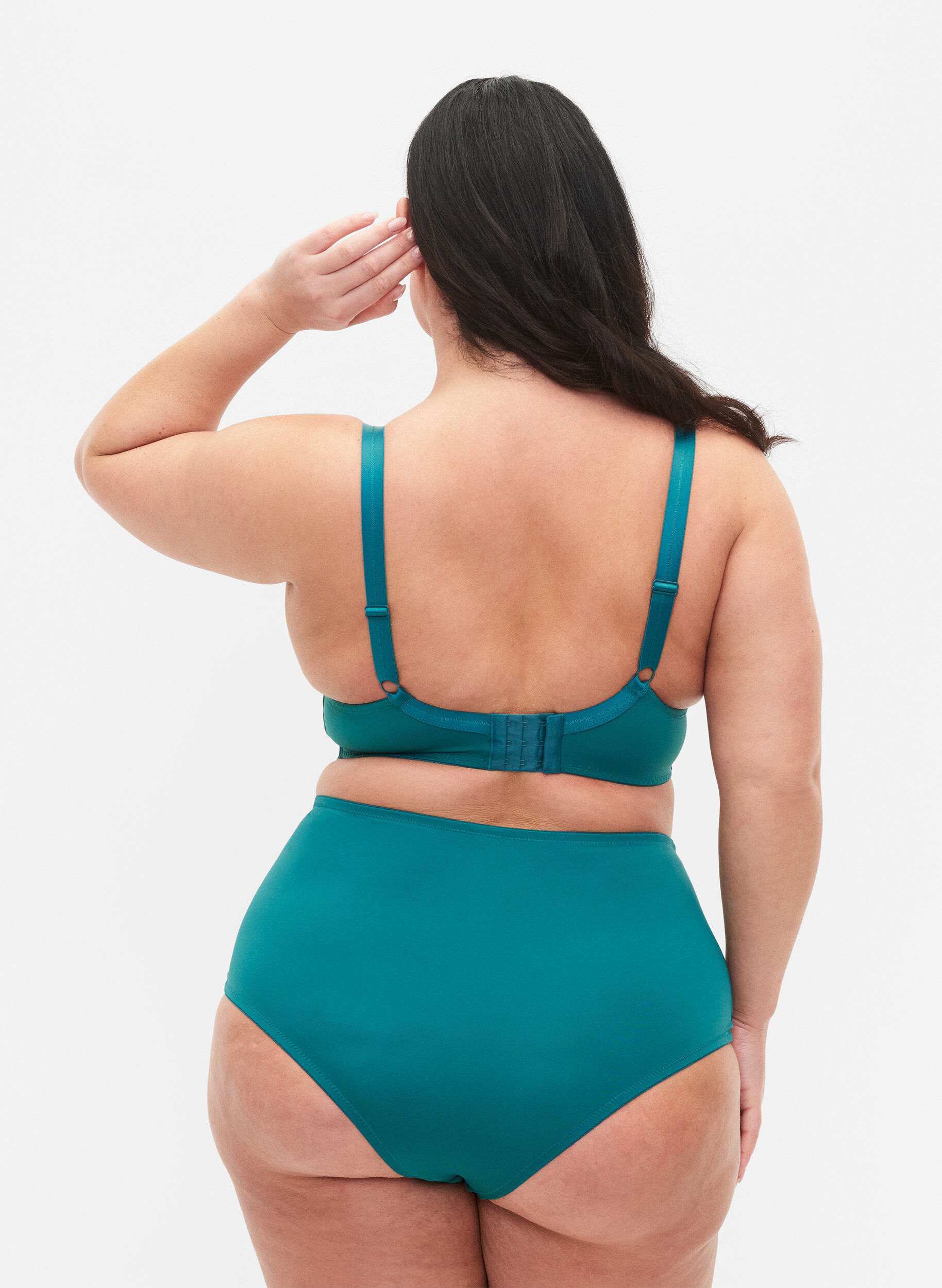 Zizzi Hipsterit pitsill&auml; ja korkealla vy&ouml;t&auml;r&ouml;ll&auml;, Green-Blue Slate, Model image number 1