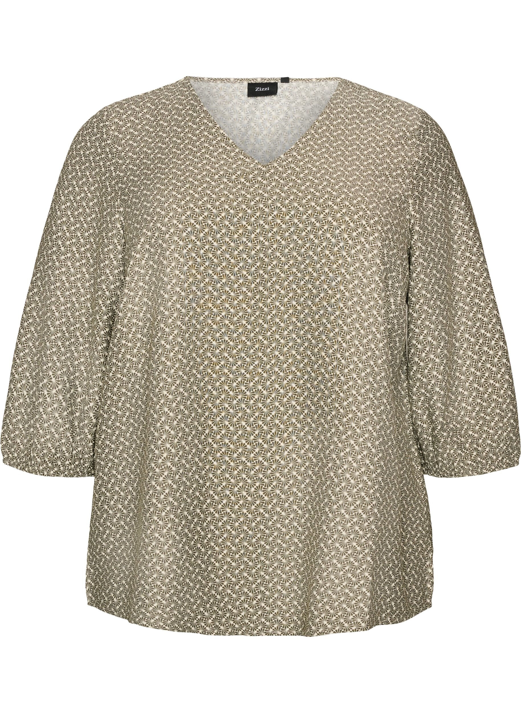 ZizziKuviollinen viskoosipusero 3/4-hihoilla, Vihre&auml;, Packshot image number 0