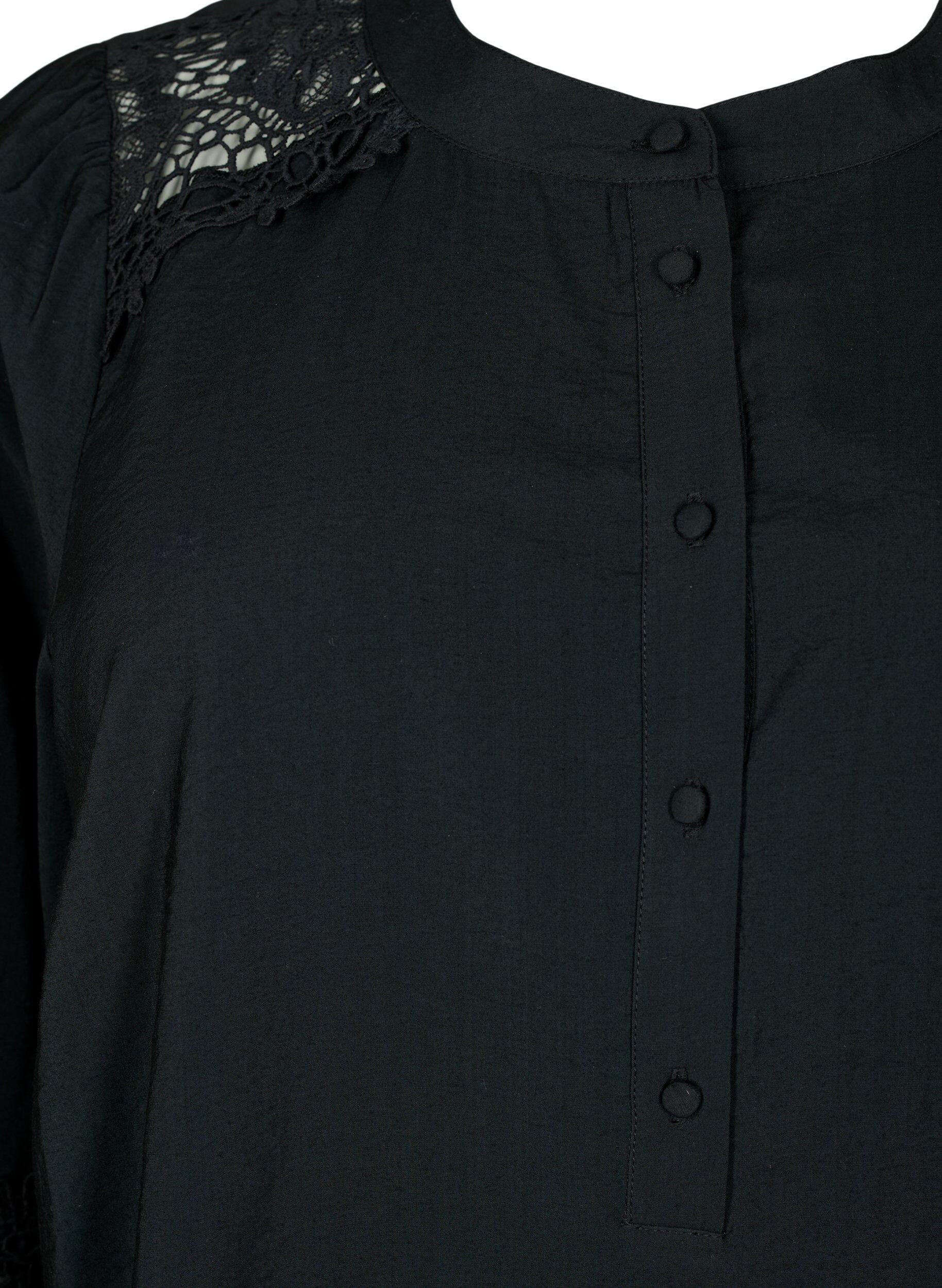 Zizzi Viskoosipusero virkatuilla yksityiskohdilla, Black, Packshot image number 2