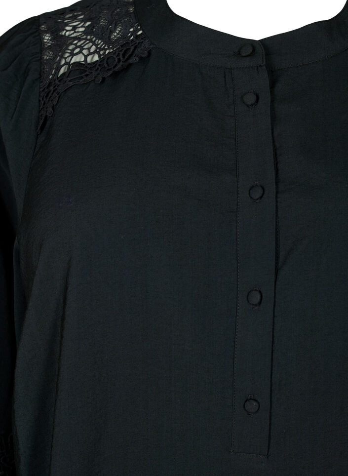 Viskoosipusero virkatuilla yksityiskohdilla, Black, Packshot image number 2