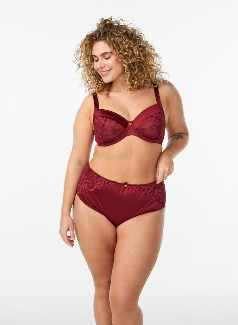 Pitsisomisteiset pikkuhousut, joissa on rusetti takana, Tumma Bordeaux, Model image number 1