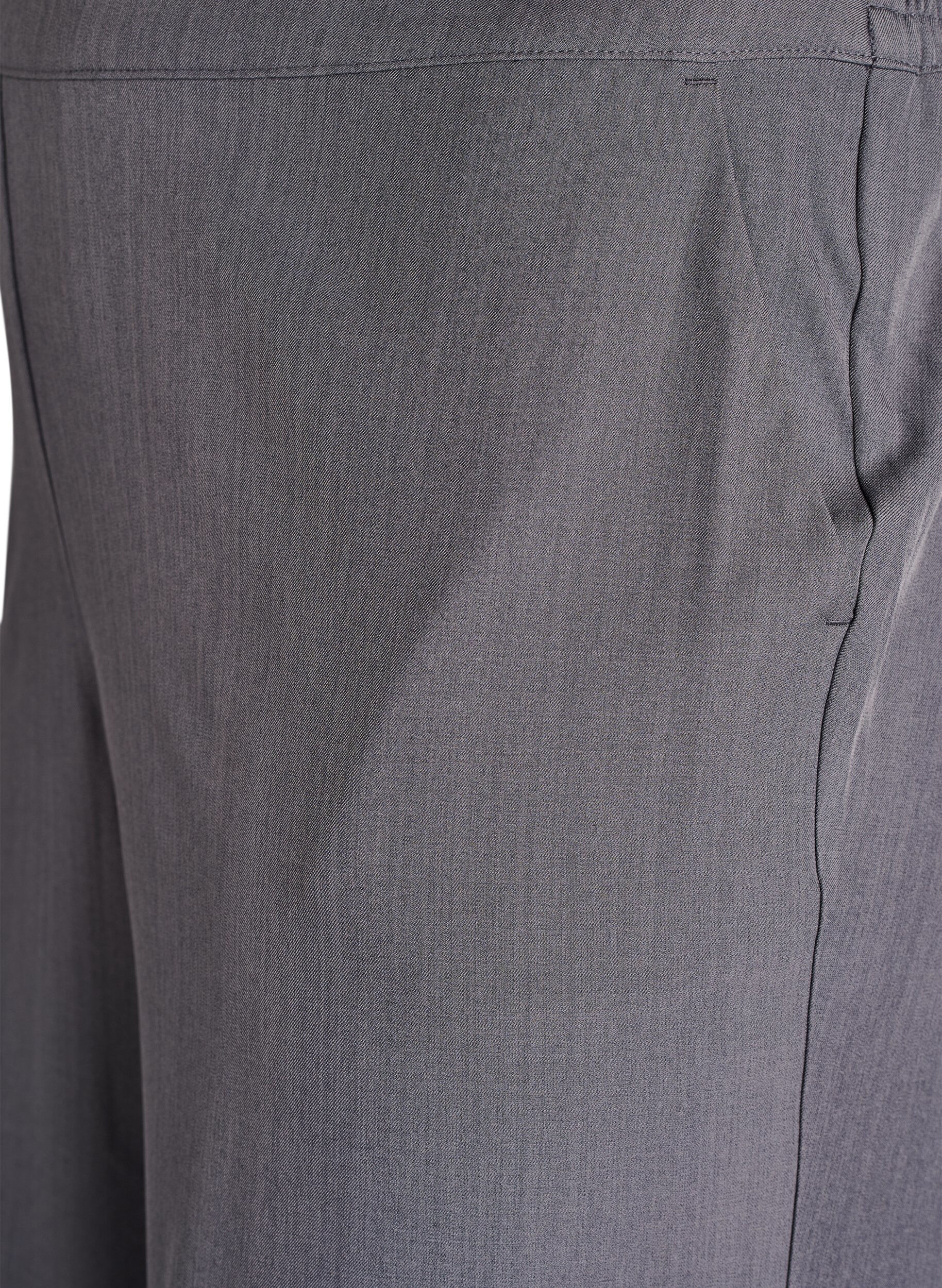 Zizzi Korkeavy&ouml;t&auml;r&ouml;iset pukuhousut leveill&auml; lahkeilla, Harmaa, Packshot image number 2