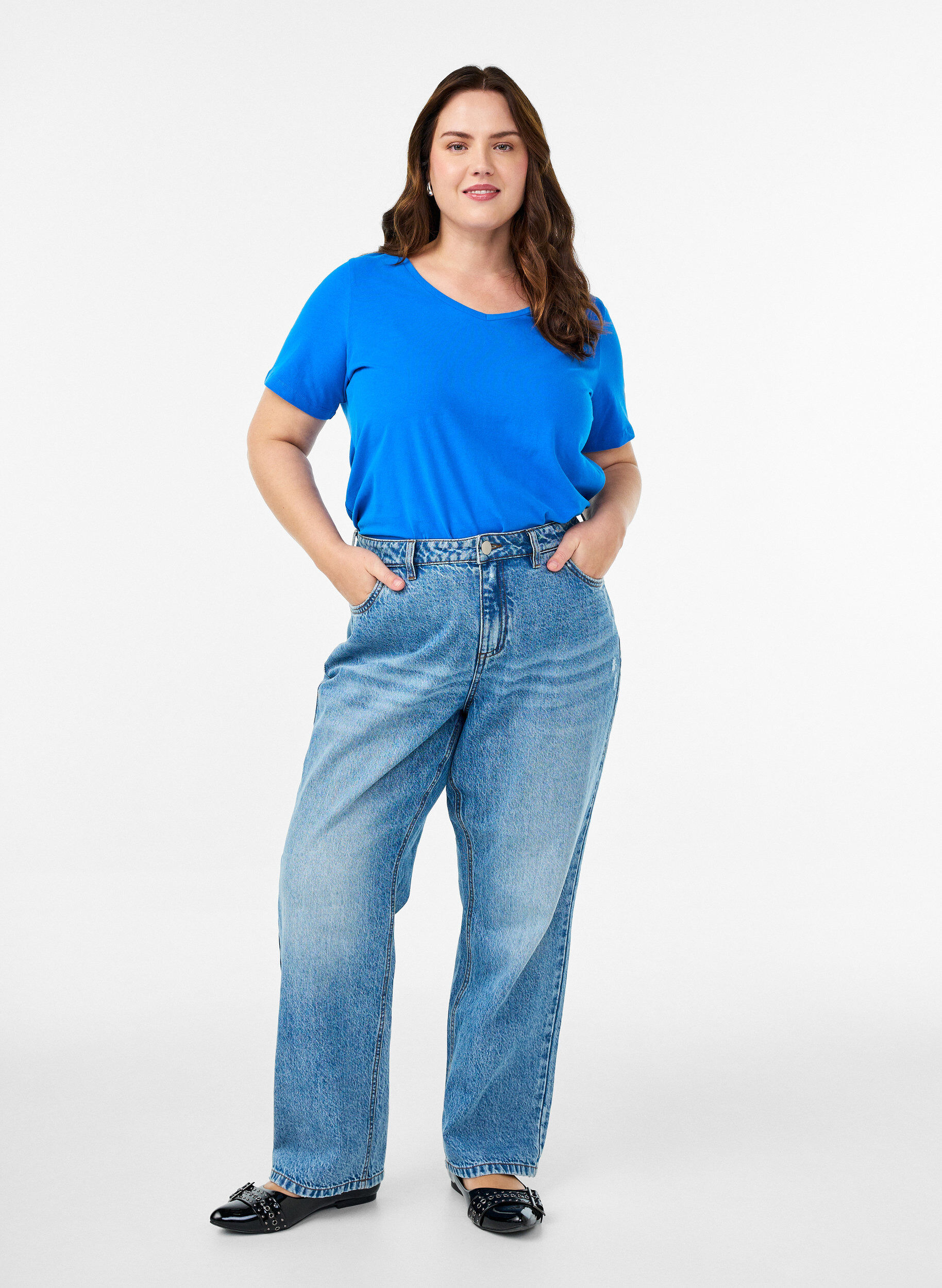 ZizziYksiv&auml;rinen perus t-paita puuvillasta, Sininen, Model image number 1