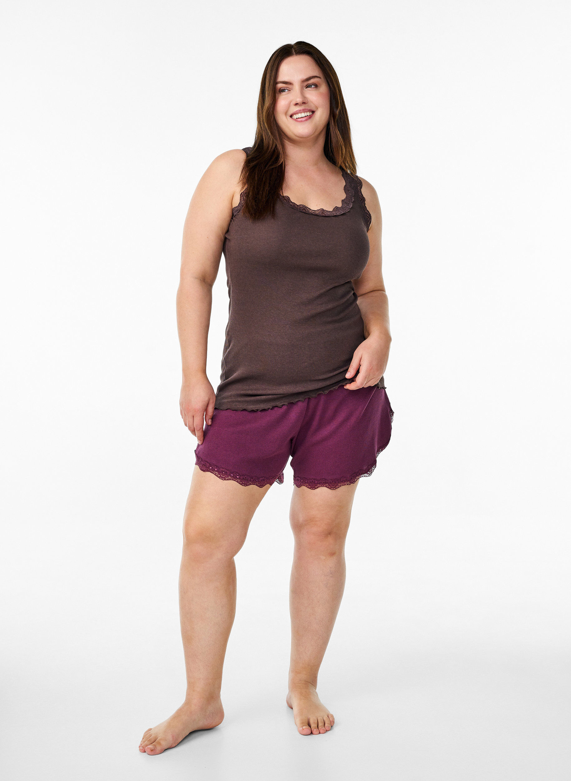 Zizzi Pitsikoristeinen yl&auml;osa, Ruskea, Model image number 1