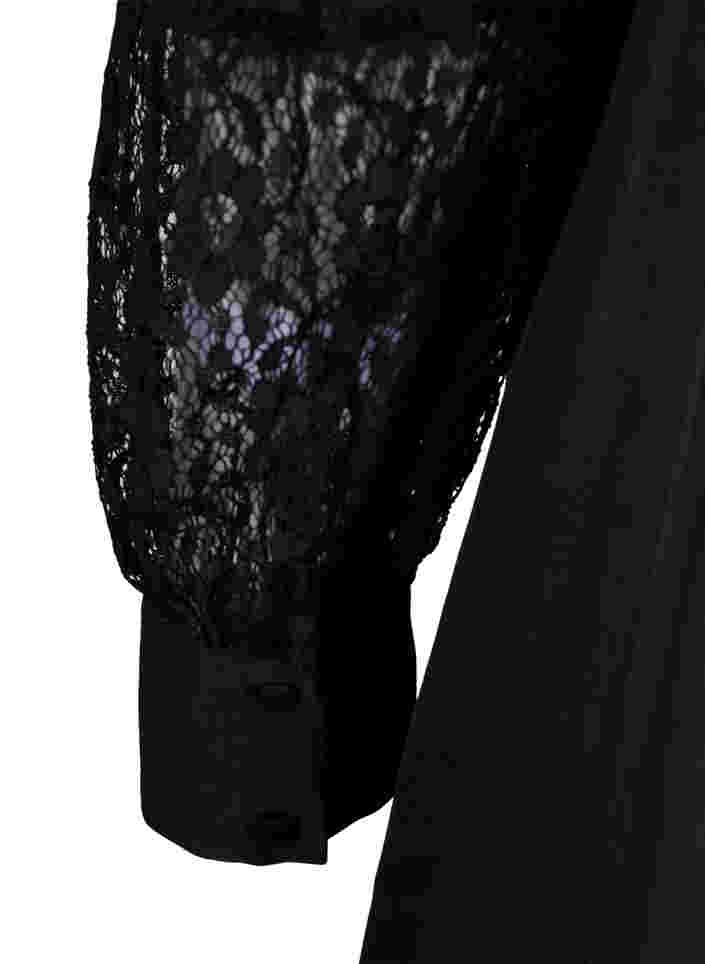 Pitkä paita pitsiyksityiskohdilla, Black, Packshot image number 3