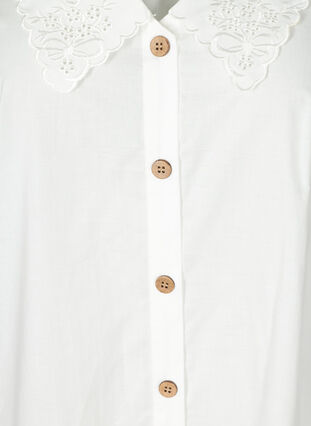 Puuvillainen paitamekko pallohihoilla , Bright White, Packshot image number 2