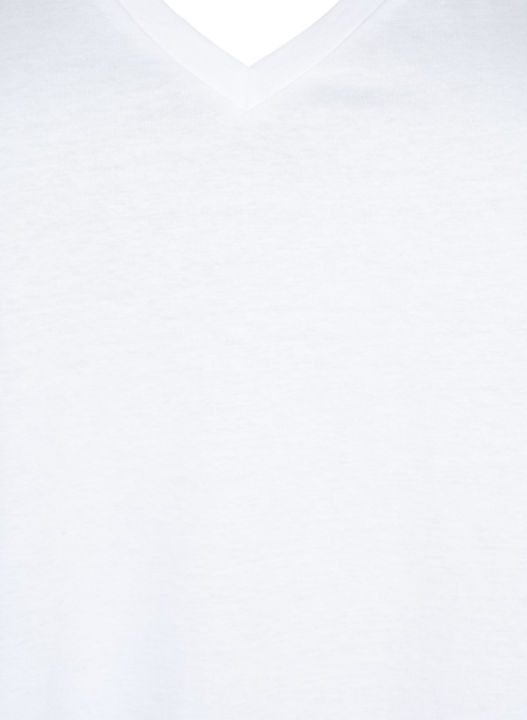 Zizzi Puuvillainen T-paita pitsisill&auml; lyhyill&auml; hihoilla, Valkoinen, Packshot image number 2