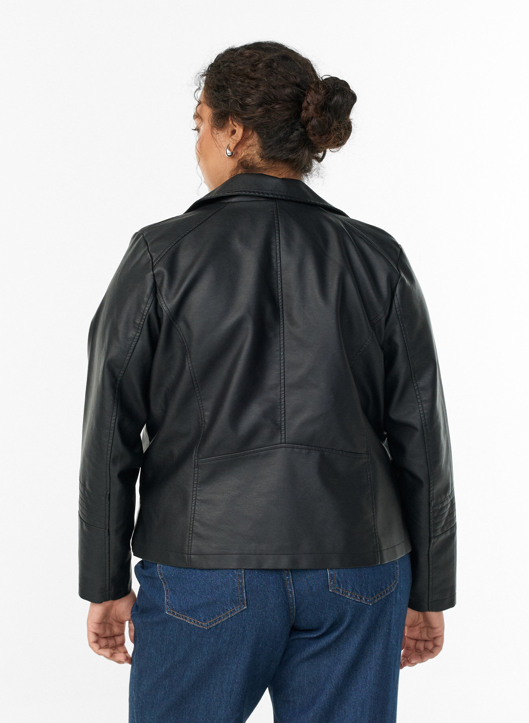 ZizziKeinonahkainen biker-takki, Musta, Model image number 2