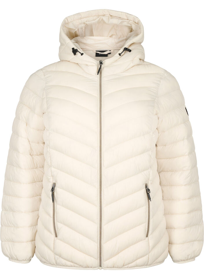 Kevyttakki hupulla, Beige, Packshot image number 0