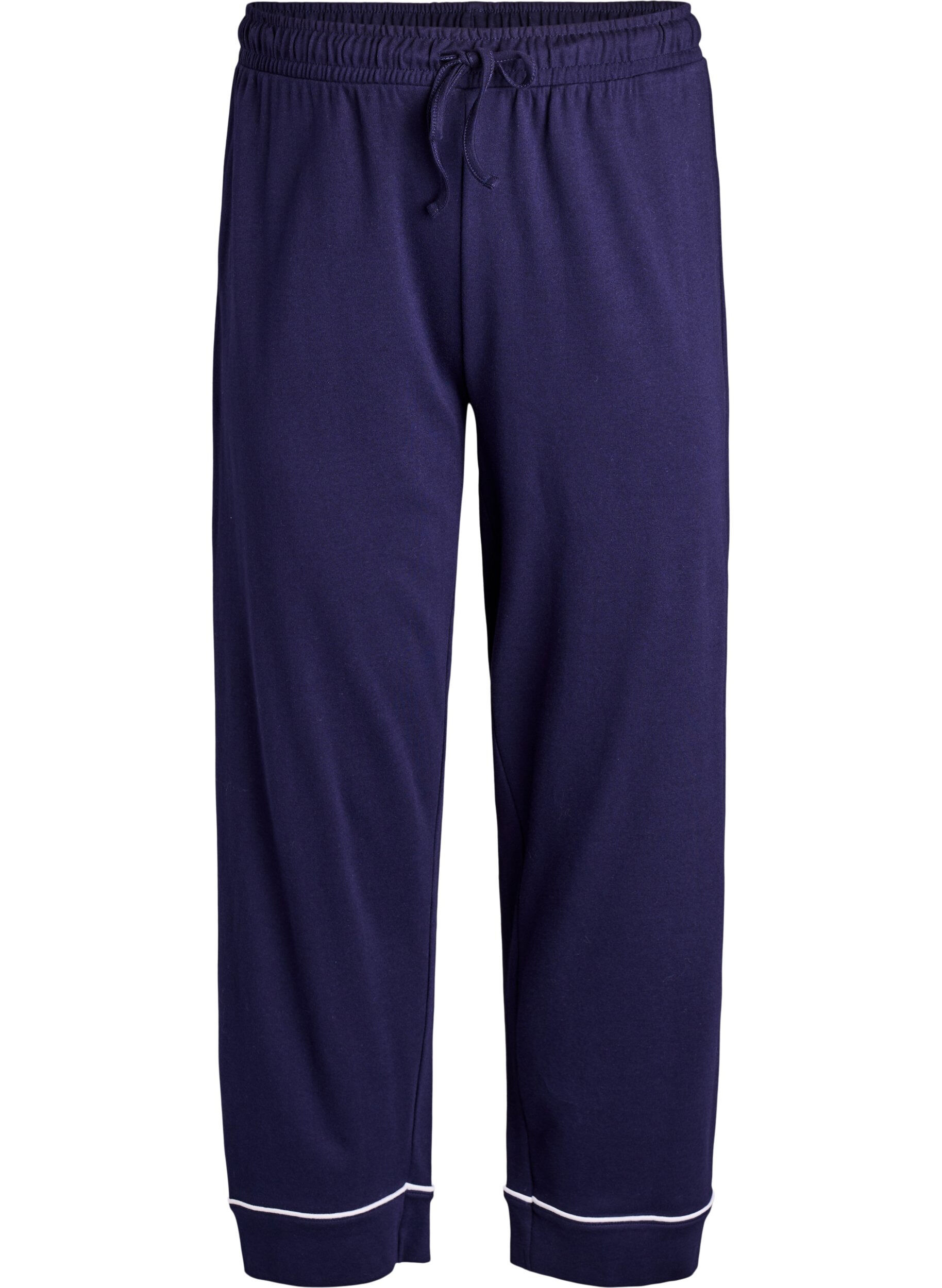 ZizziPuuvillaiset pyjamahousut korkealla vy&ouml;t&auml;r&ouml;ll&auml;, Sininen, Packshot image number 0