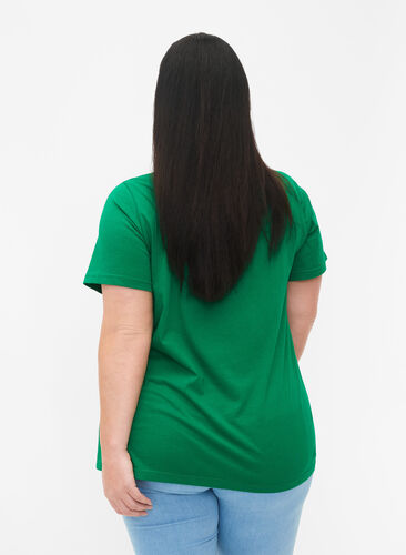 Puuvillainen t-paita tekstiprintillä ja v-pääntiellä, Jolly Green ORI, Model image number 1