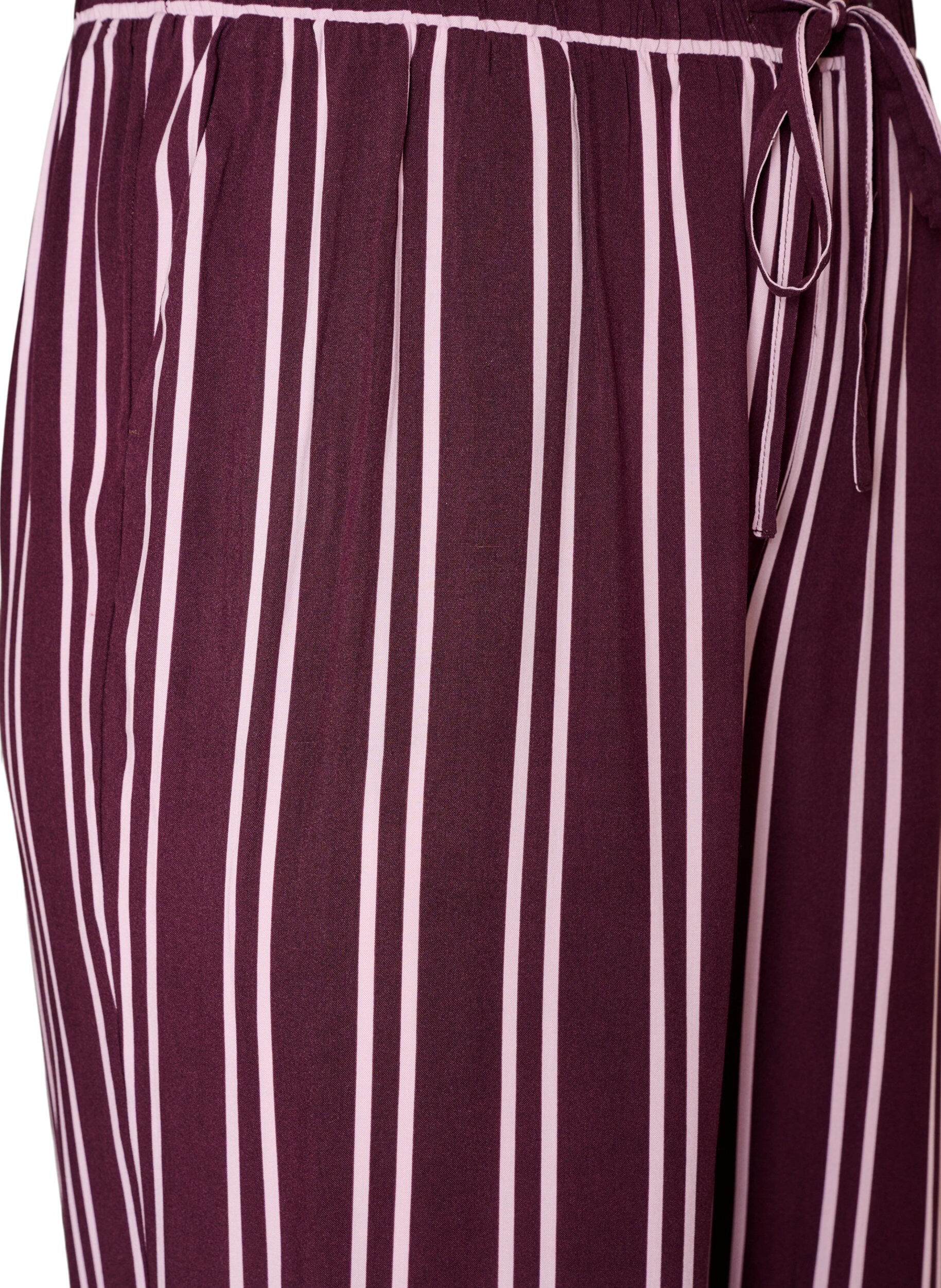 ZizziRennot raidalliset pyjamahousut, Tumma Bordeaux, Packshot image number 2